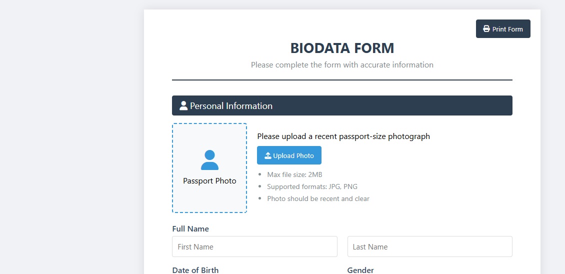 biodata form html code free biodata form html code free